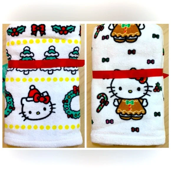 🎄HelloKitty Christmas Hand Towel 4PC Bundle Gingerbread Wreath Holiday 2024 NEW - Picture 10 of 10